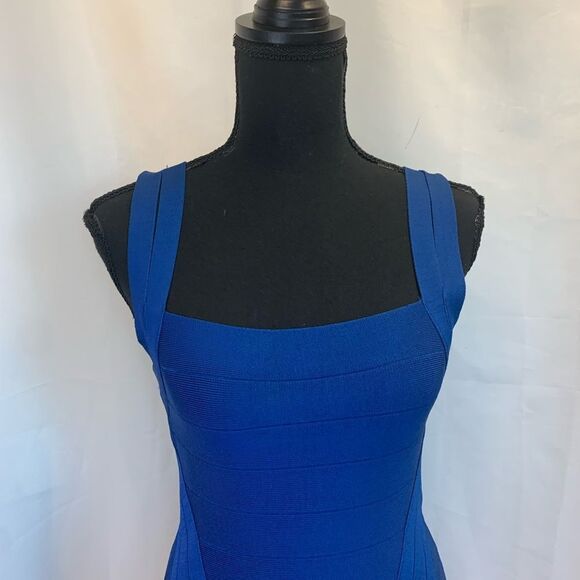 BEBE cobalt blue sleeveless bodycon bandage mini dress Sz S - Picture 4 of 11